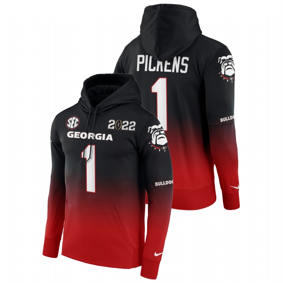 Georgia Bulldogs Men's NCAA George Pickens #1 Black Red Champions 2022 National College Football Hoodie TID4849PU